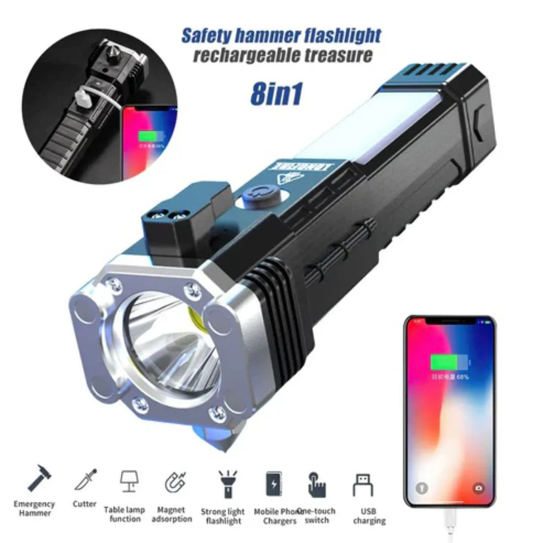 Rechargeable LED Emergency Safety Flashlight