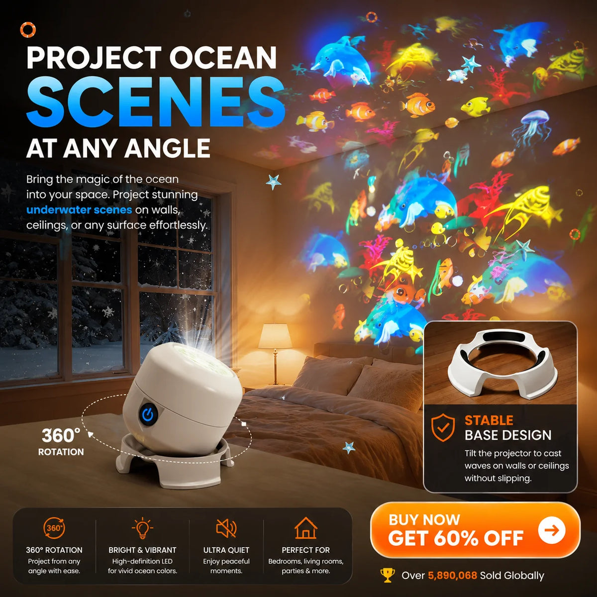 Ocean World Night Light Rotating Projector