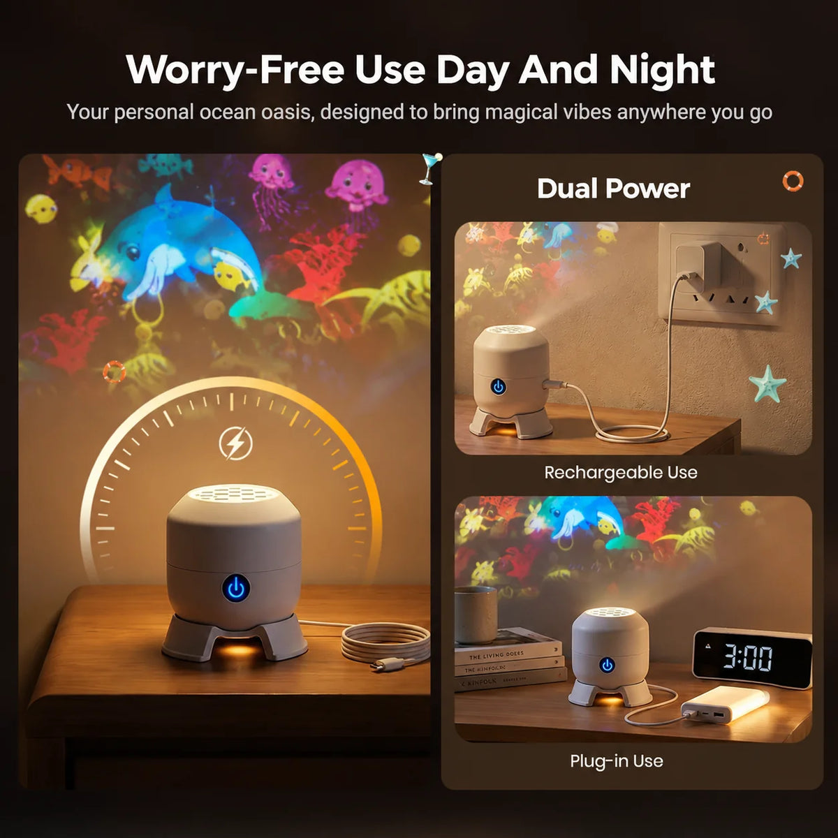 Ocean World Night Light Rotating Projector